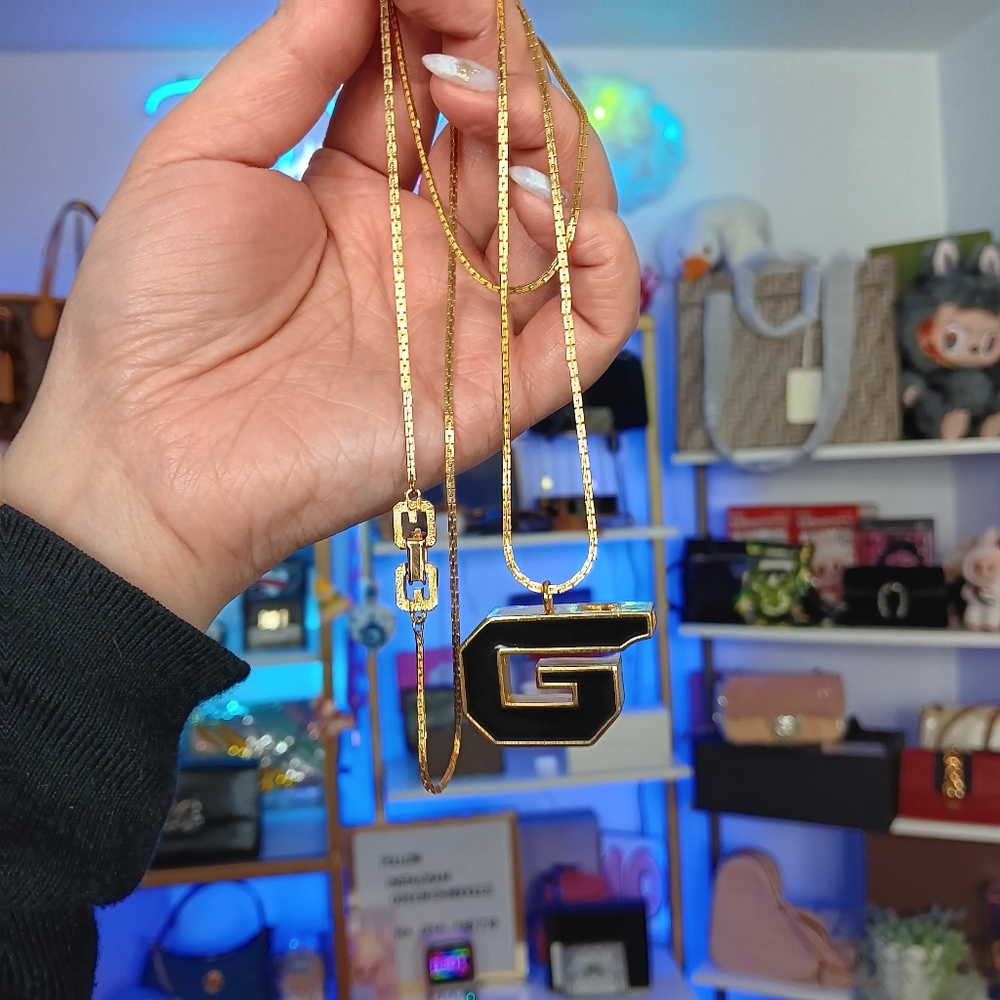 RARE Givenchy Vintage G Logo WHISTLE LONG Chain Gold Necklace